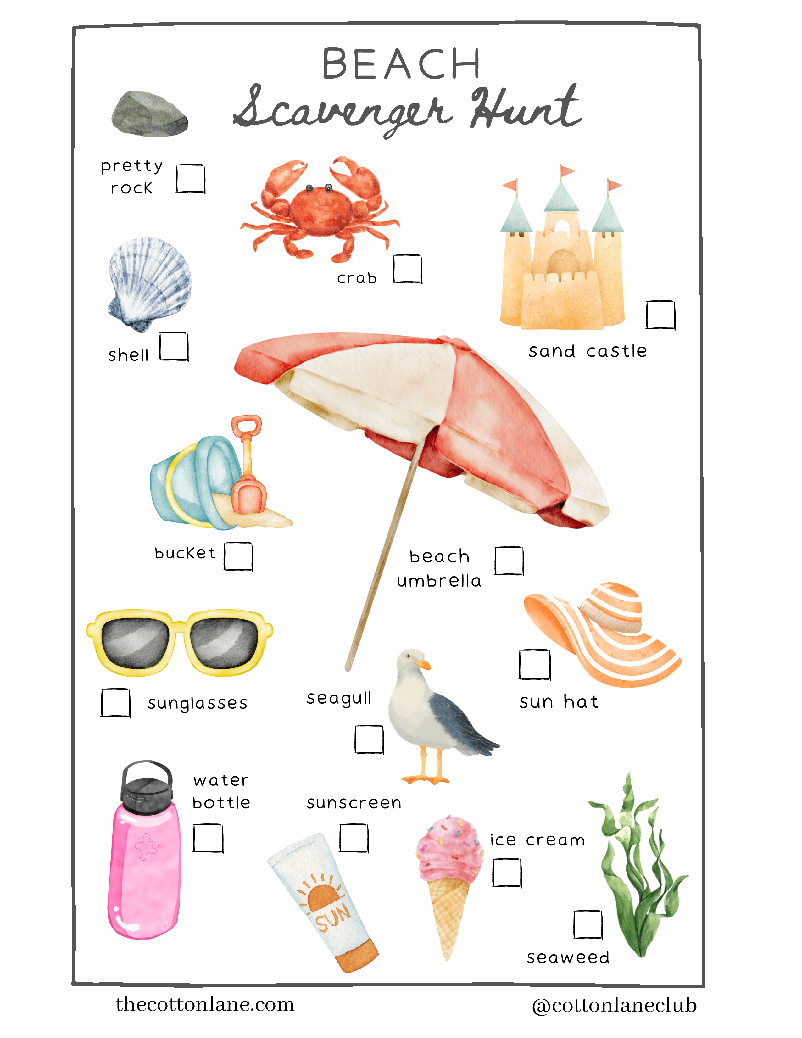 Beach Scavenger Hunt