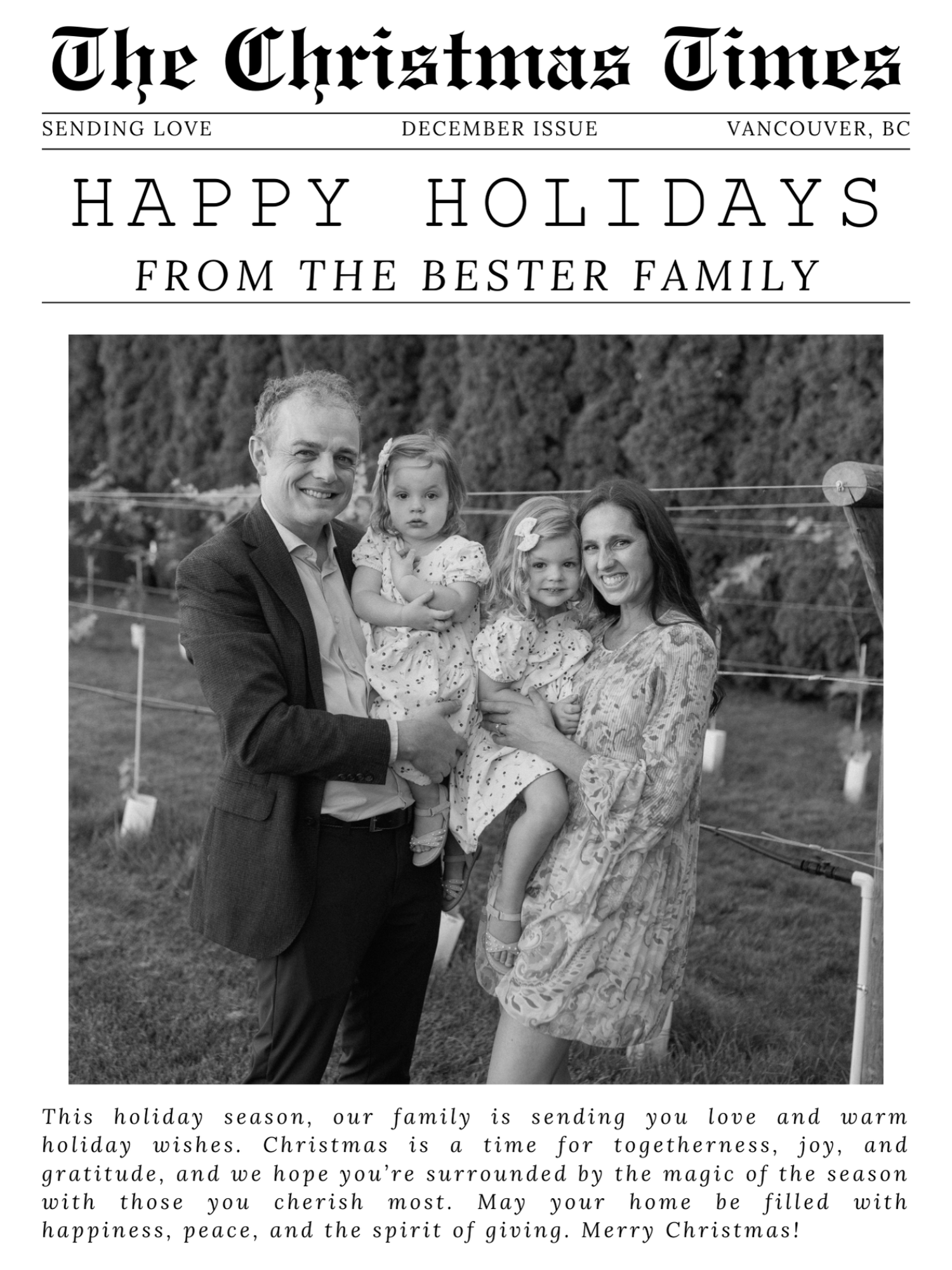Christmas Newspaper Card Template