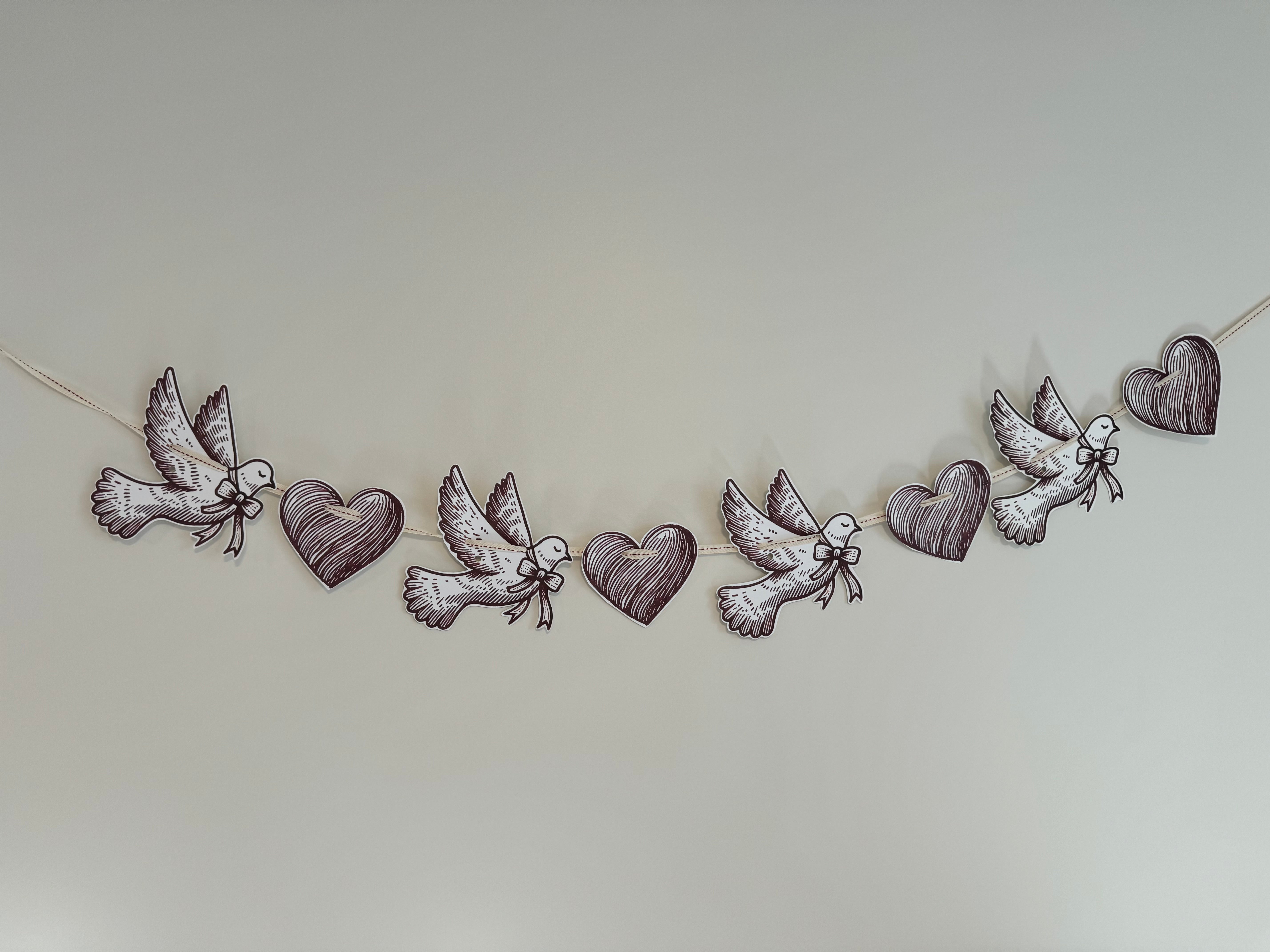 Valentine Dove & Heart Banner