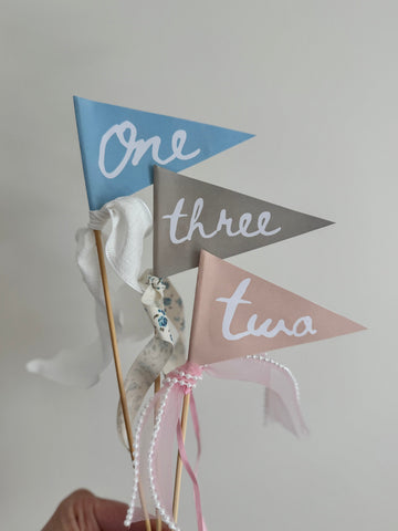One, Two, Three Birthday Flags (any colour!)