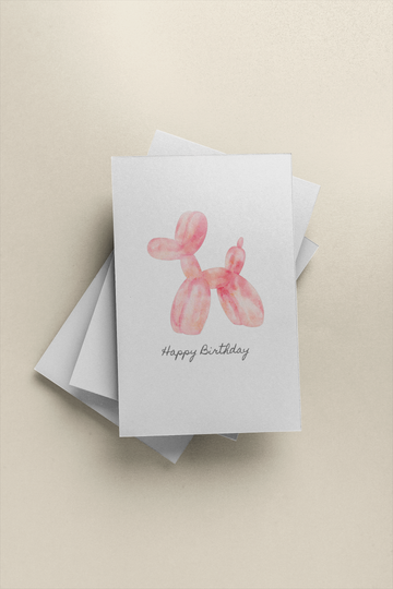 Pink Balloon Dog Birthday Card