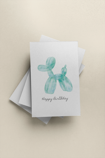 Green Balloon Dog Birthday Card