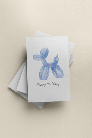 Blue Balloon Dog Birthday Card