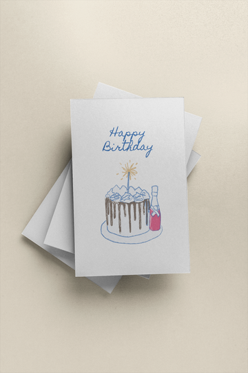 Birthday Cake and Bubbles Card