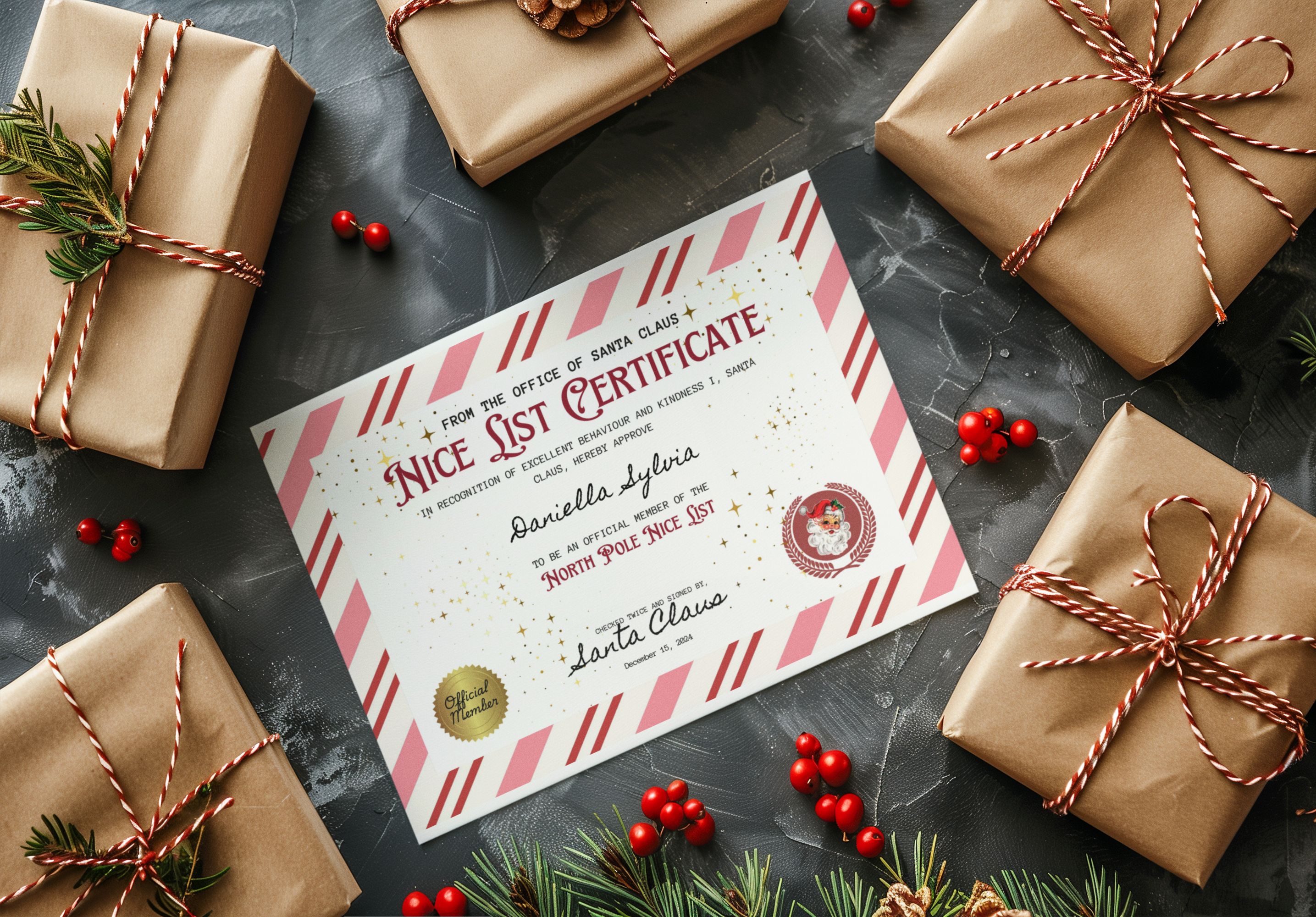 Personalized Santa's Nice List Certificate