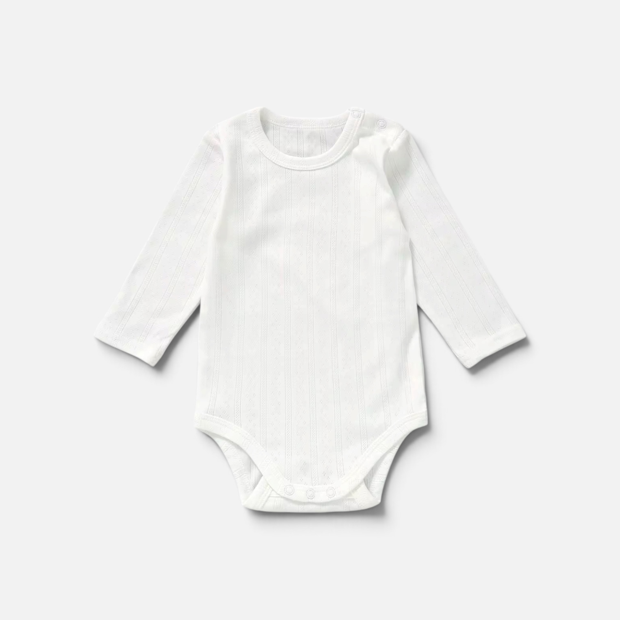 Organic Cotton Pointelle Long Sleeve Romper