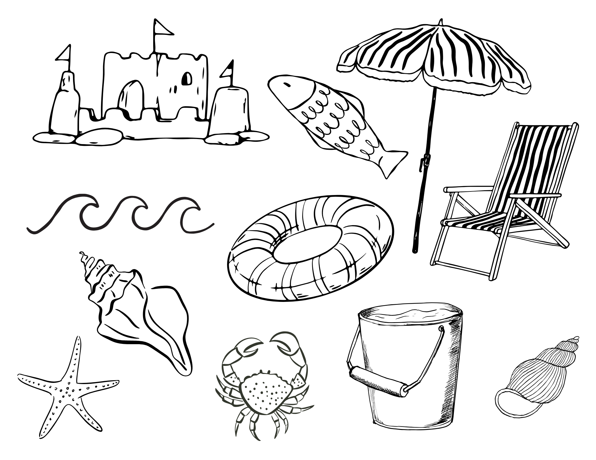 Beach Themed Colouring Sheet