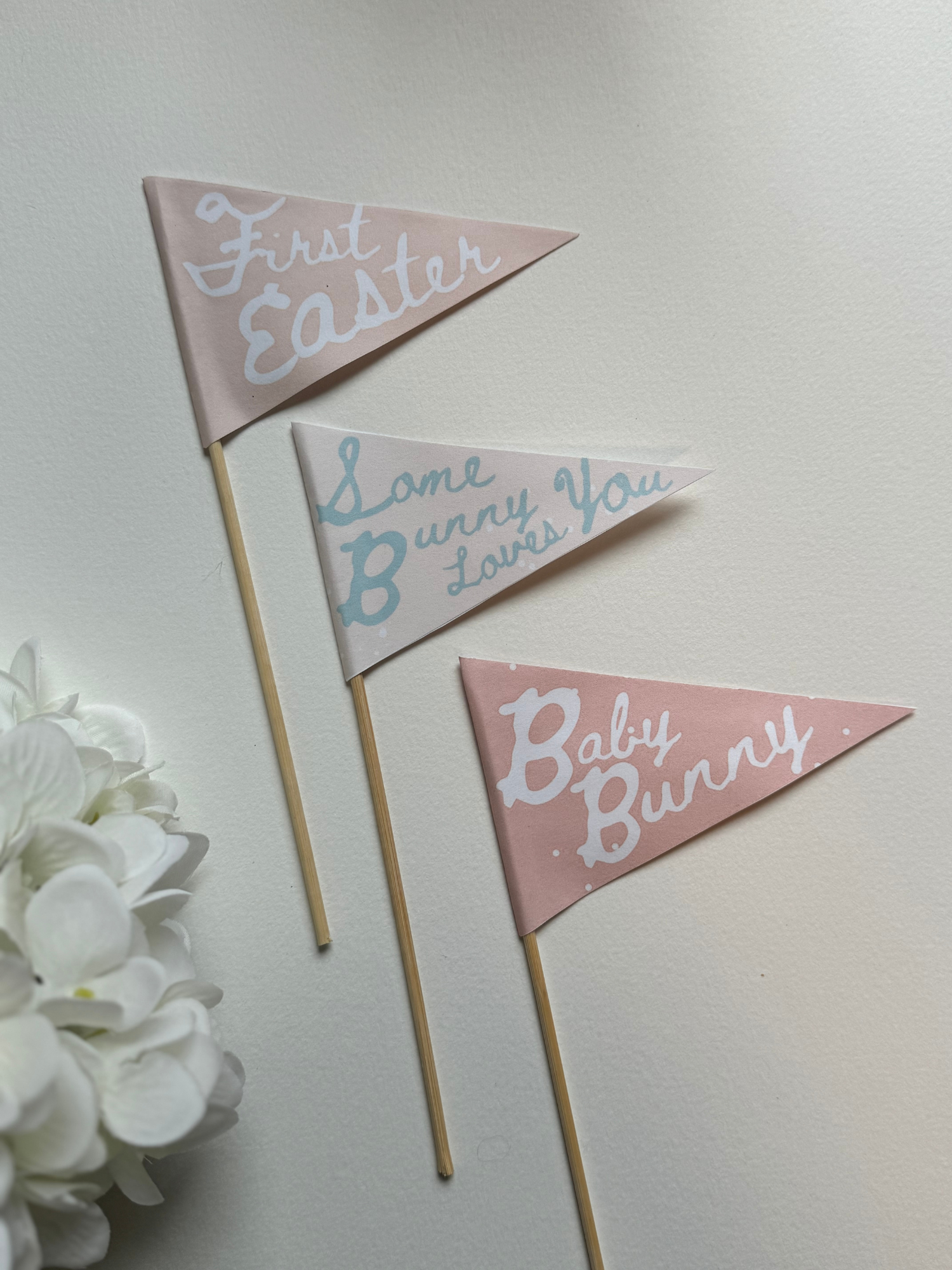 First Easter Pennant Flags (Pink)