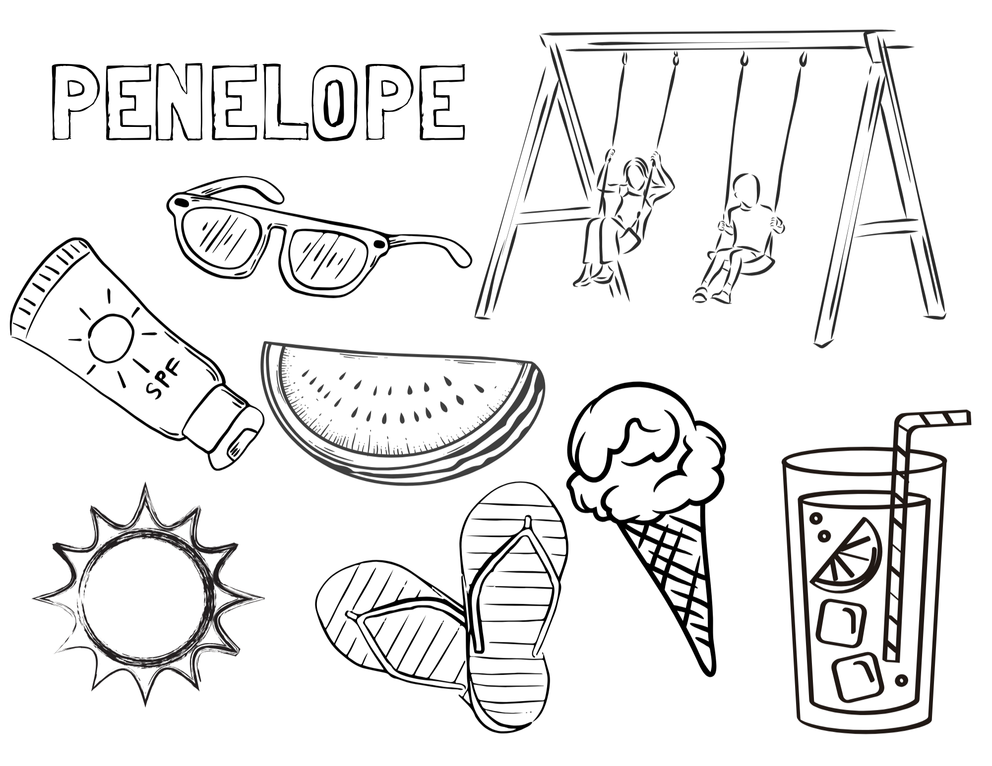 Personalized Summer Colouring Sheet