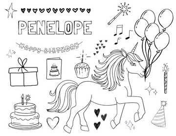 Personalized Unicorn Birthday Colouring Sheet