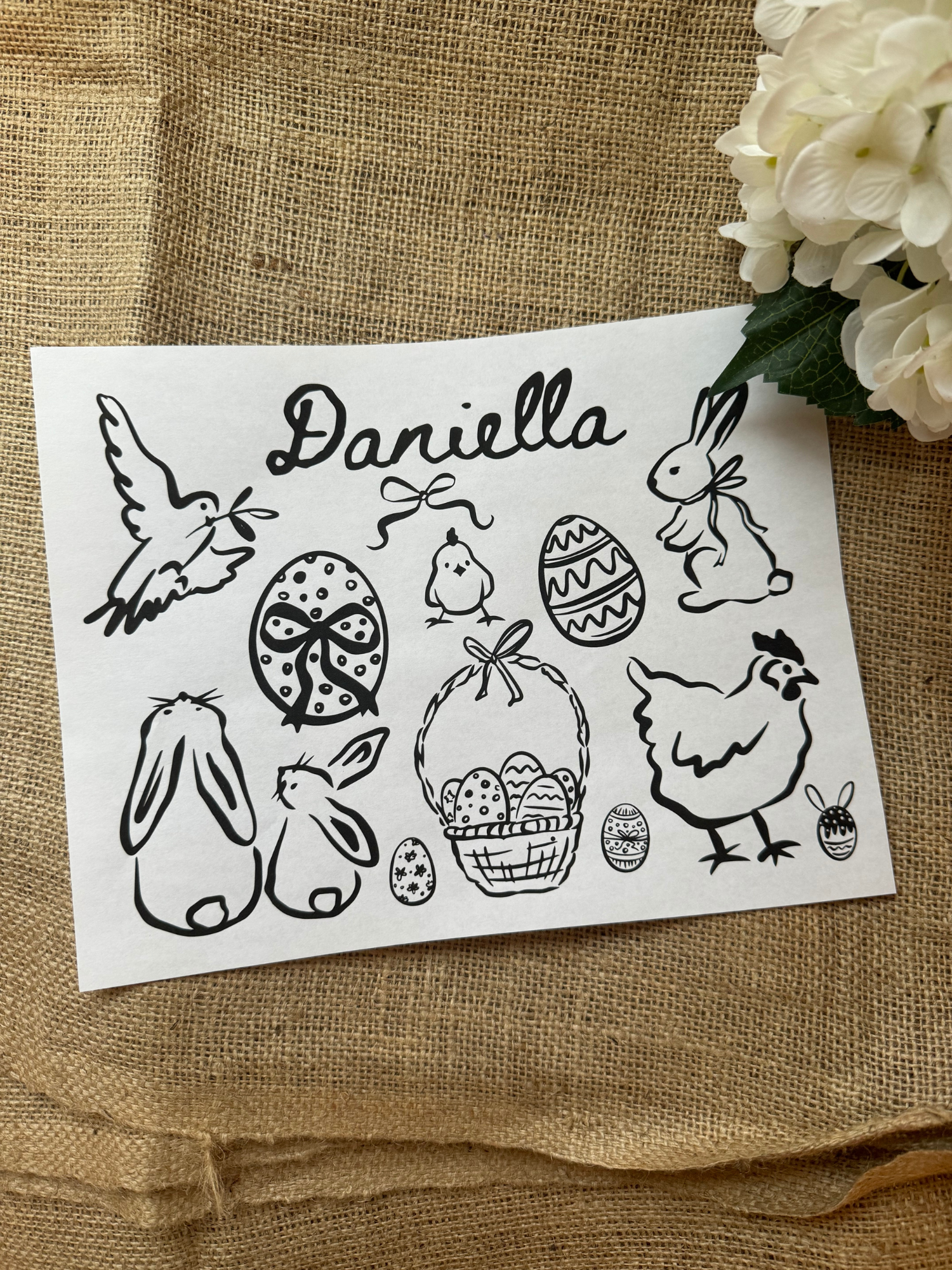Personalized Whimsical Easter Colouring Sheet