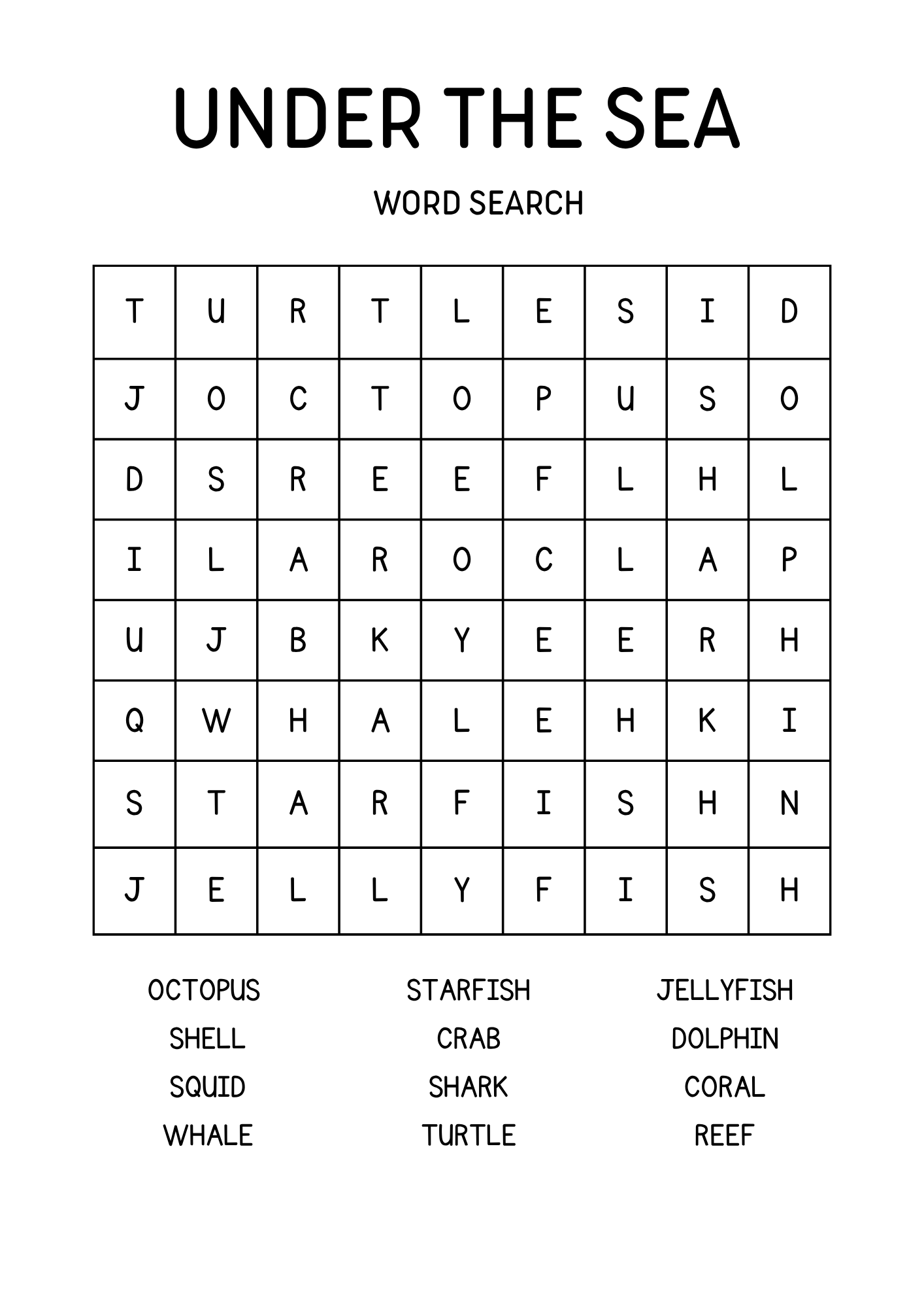 Ocean Word Search