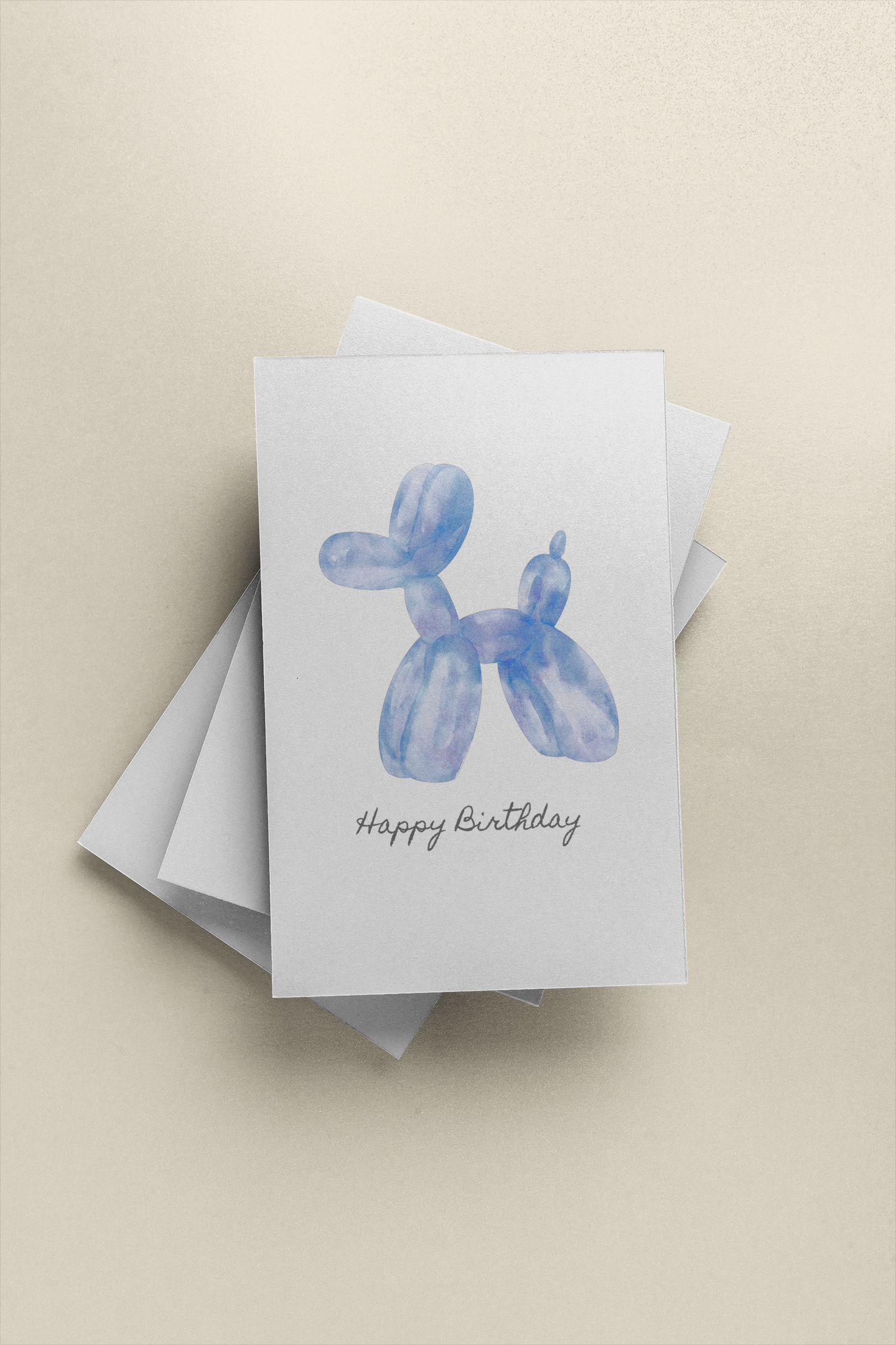 Blue Balloon Dog Birthday Card