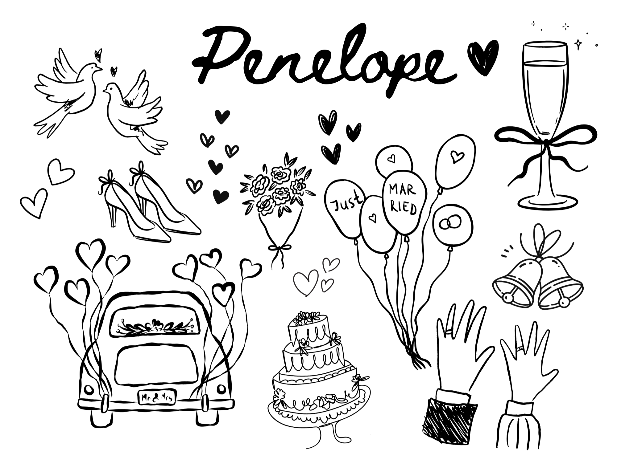 Personalized Wedding Colouring Sheet