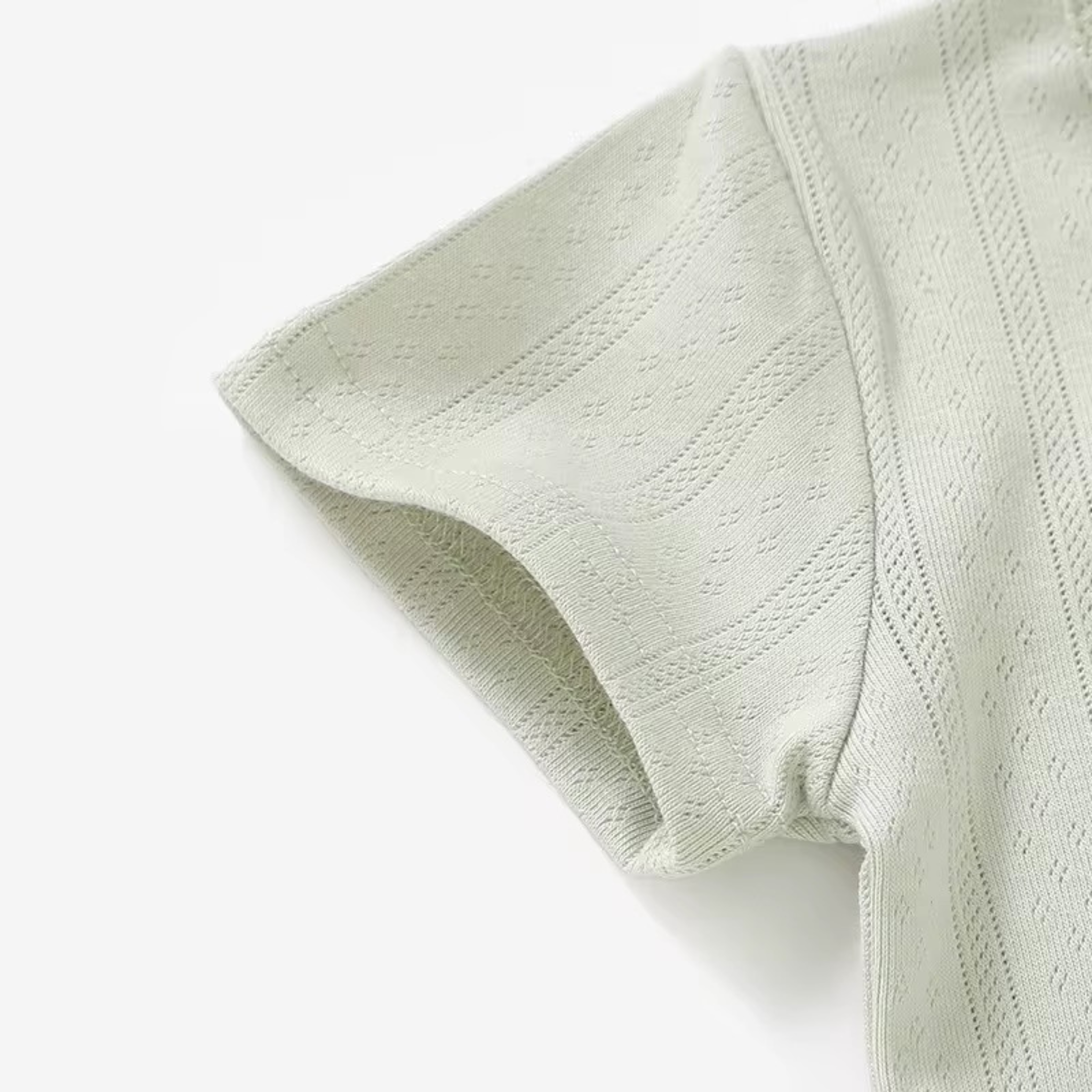 Organic Cotton Pointelle Long Sleeve Romper